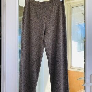 LIZ CLAIBORNE PETITE SMALL KNIT PULL -ON PANTS BLACK TAN MARLED CROPPED